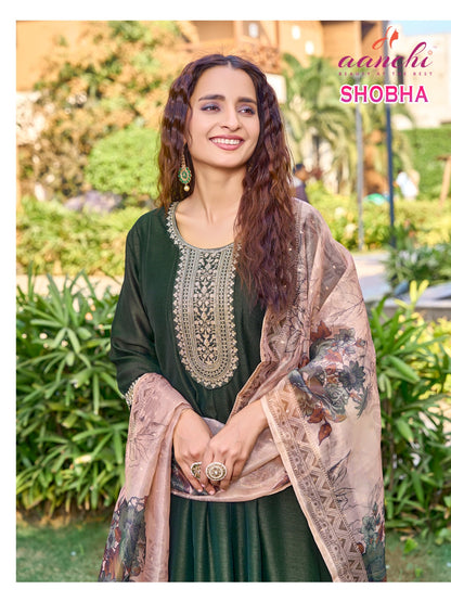 Shobha Aanchi Vichitra Silk Readymade Anarkali Suits Wholesale Rate