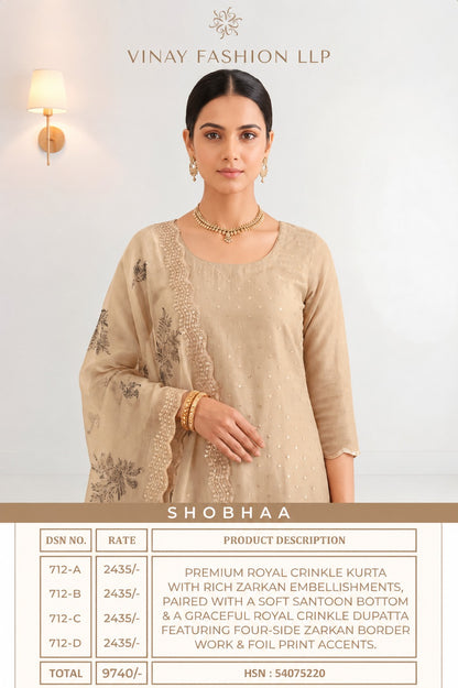 Shobhaa Kuleesh Vinay Fashion Llp Royal Crinkle Pant Style Suits Wholesale Price