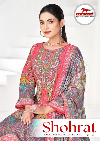 Shohrat Vol 1 Chetak Fashion Cotton Karachi Salwar Suits Supplier Gujarat