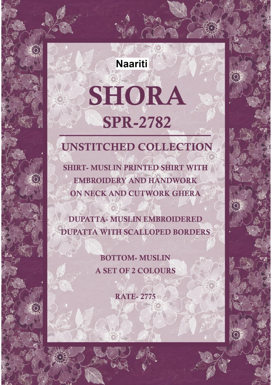 Shora Naariti Muslin Pant Style Suits Wholesale Price