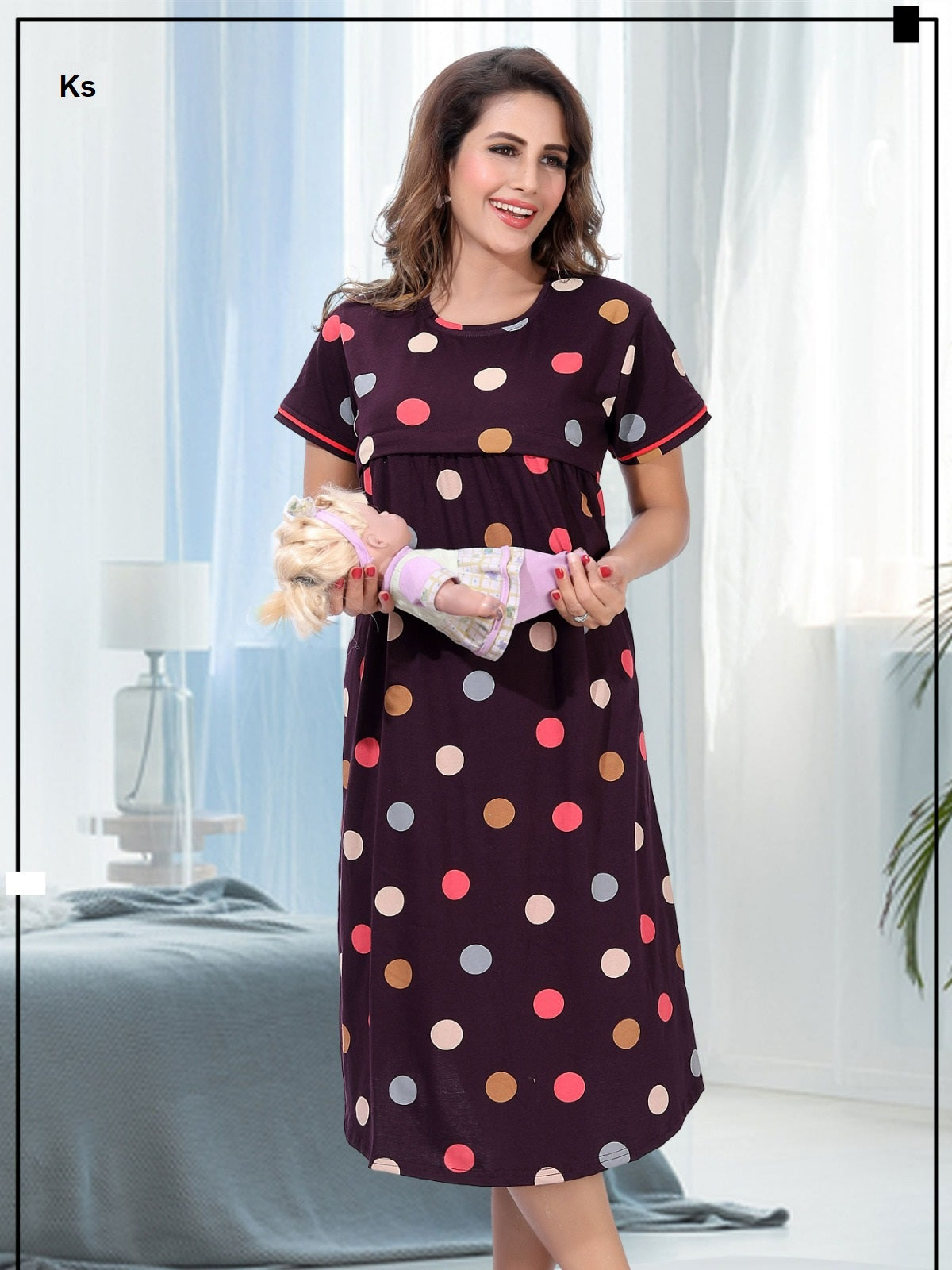 Short 2807 Ks Hosiery Sinker Feeding Night Gown Exporter India