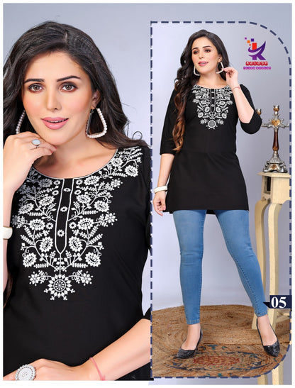 Short And Sweet 5 Mlm Kalash Lifestyle Rayon 22Kg Short Kurtis Wholesale Rate