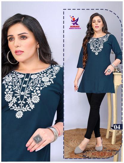 Short And Sweet 5 Mlm Kalash Lifestyle Rayon 22Kg Short Kurtis Wholesale Rate