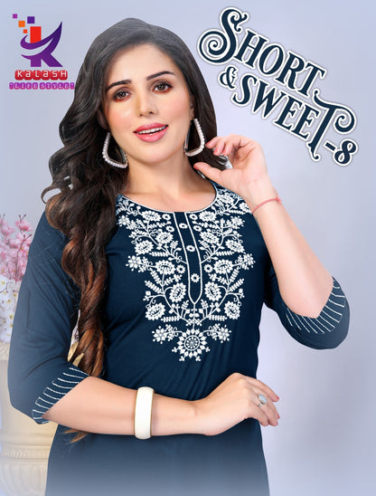 Short And Sweet 8 Mlm Kalash Lifestyle Vertican Short Kurtis Supplier Gujarat