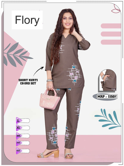 Short Kurti 3009 Flory Co Ord Set Manufacturer Gujarat
