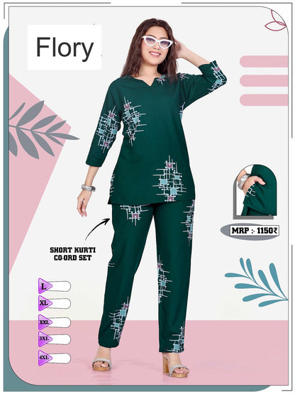 Short Kurti 3009 Flory Co Ord Set Manufacturer Gujarat