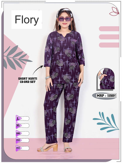 Short Kurti 3009 Flory Co Ord Set Manufacturer Gujarat