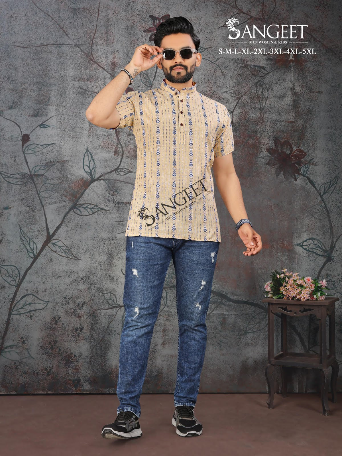 Denim Gents Short Kurta Design Printed Kurta Short Kurta With