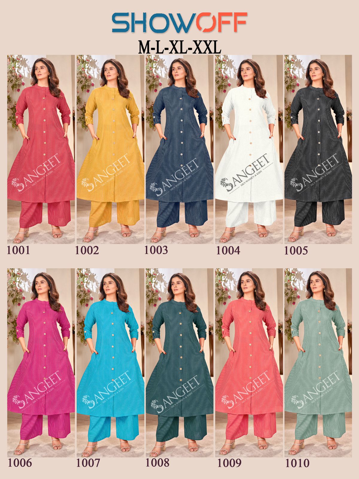 Show Off Sangeet Cotton Kurti Plazzo Set Exporter Ahmedabad