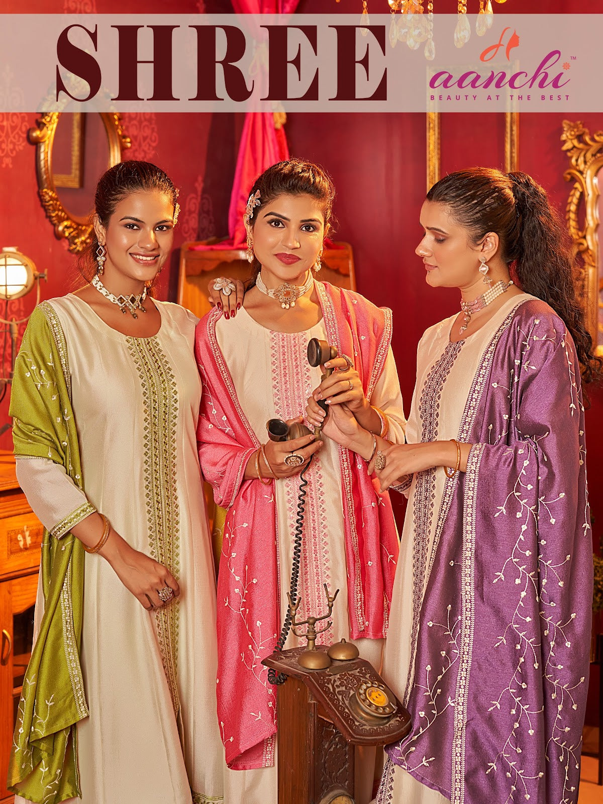 Shree Aanchi Vichitra Silk Readymade Anarkali Suits Wholesaler