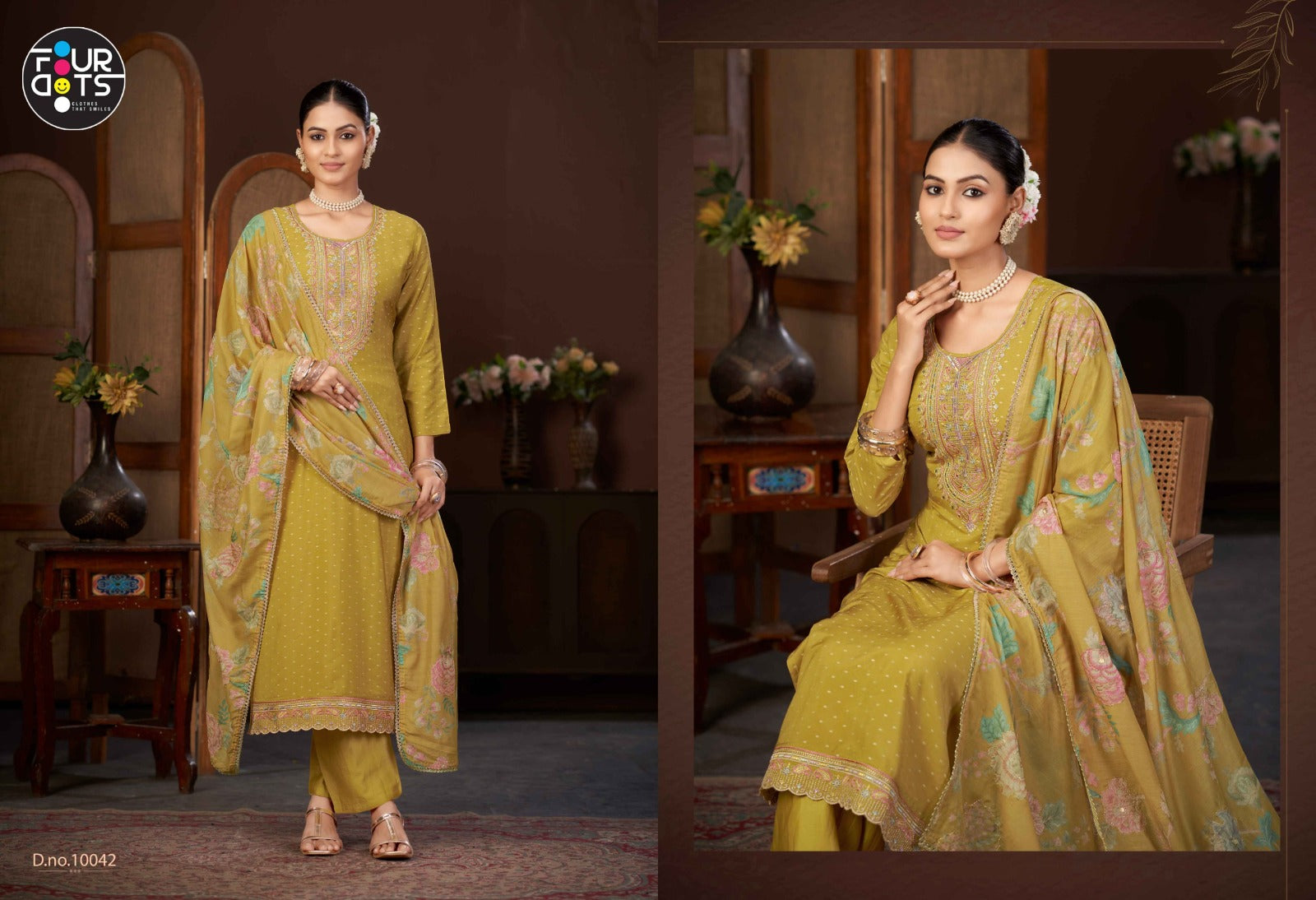 Shree Four Dots Pure Muslin Pant Style Suits Wholesale