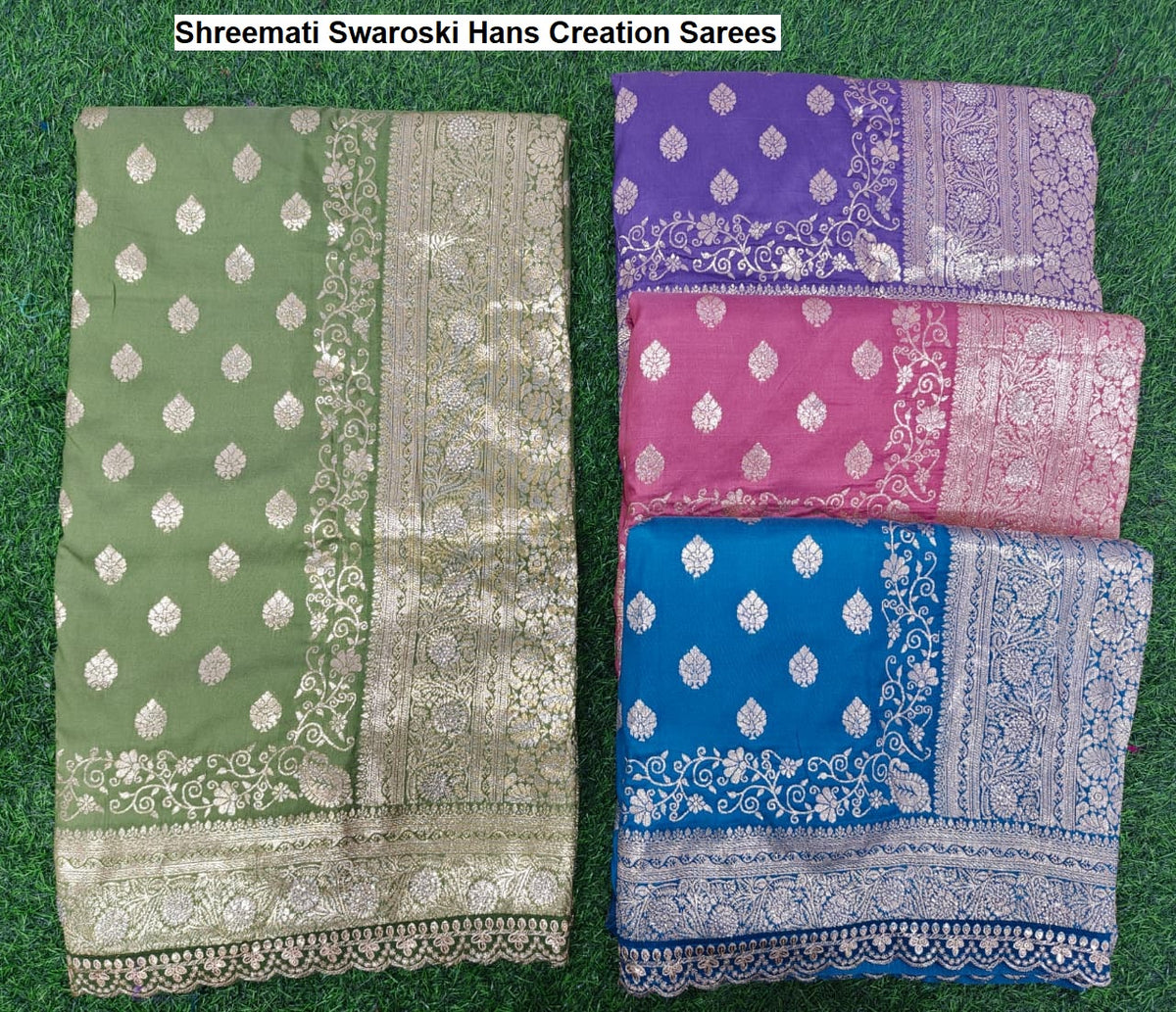 Shreemati Swaroski Hans Creation Silk Sarees Wholesaler India