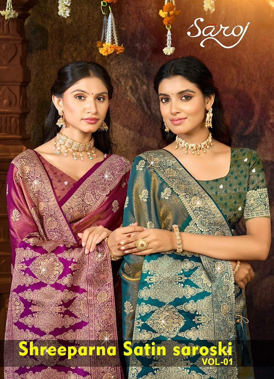 Shreeparna Satin Saroski Vol 1 Saroj Sarees Wholesale Price