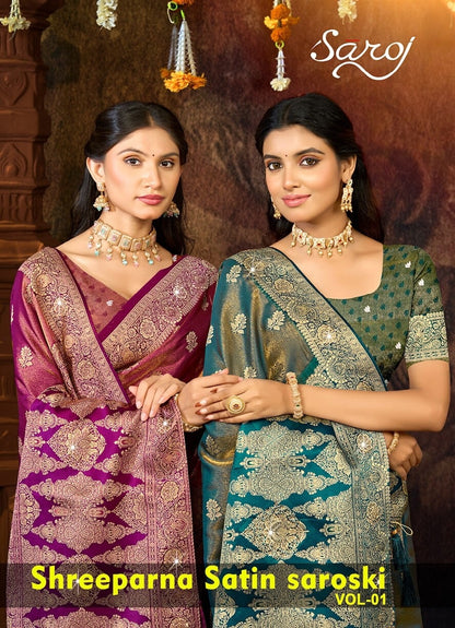 Shreeparna Satin Saroski Vol 1 Saroj Sarees Wholesale Price