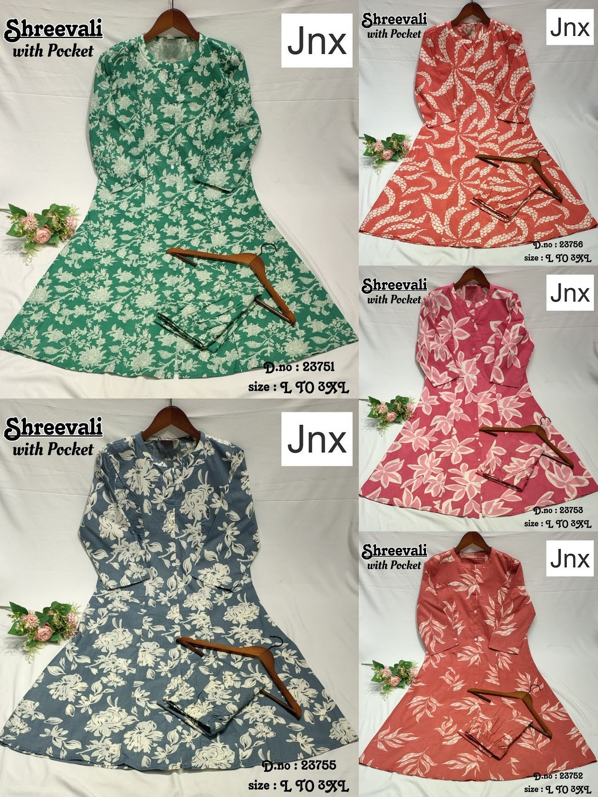 Shreevalli 0406 Jnx Cambric Cotton Kurti Pant Set Exporter India