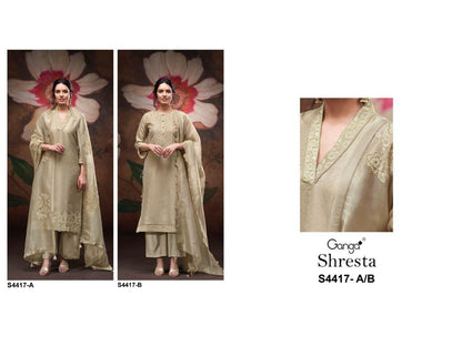 Shresta 4417 Ganga Silk Jacquard Plazzo Style Suits Supplier Ahmedabad