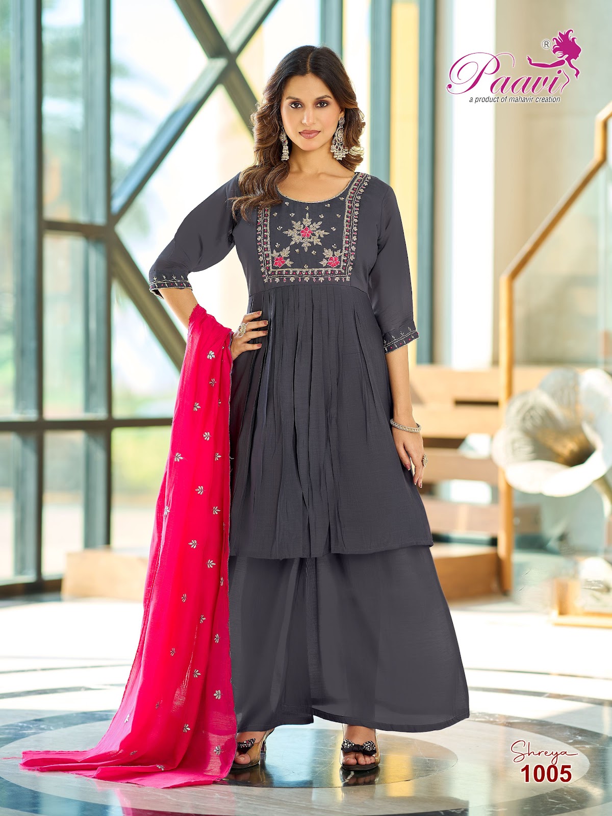 Shreya Paavi Chanderi Readymade Anarkali Suits Manufacturer Gujarat