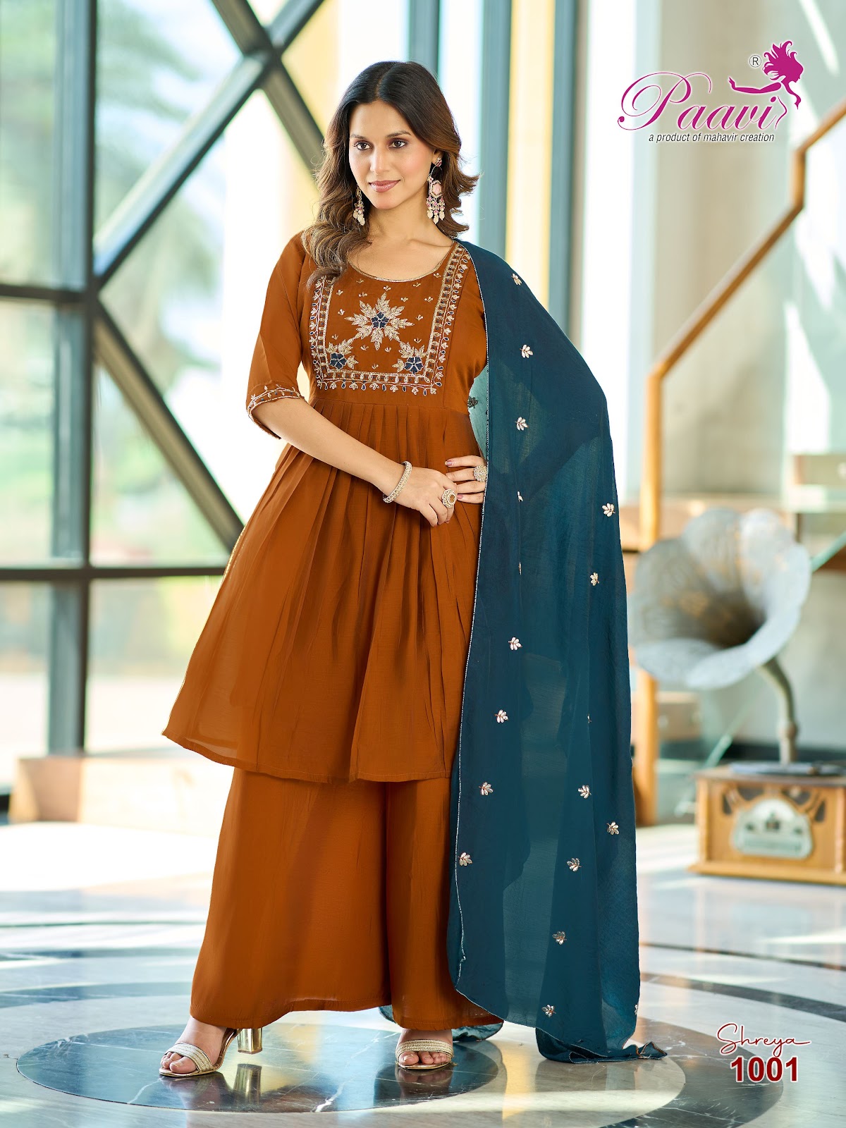 Shreya Paavi Chanderi Readymade Anarkali Suits Manufacturer Gujarat
