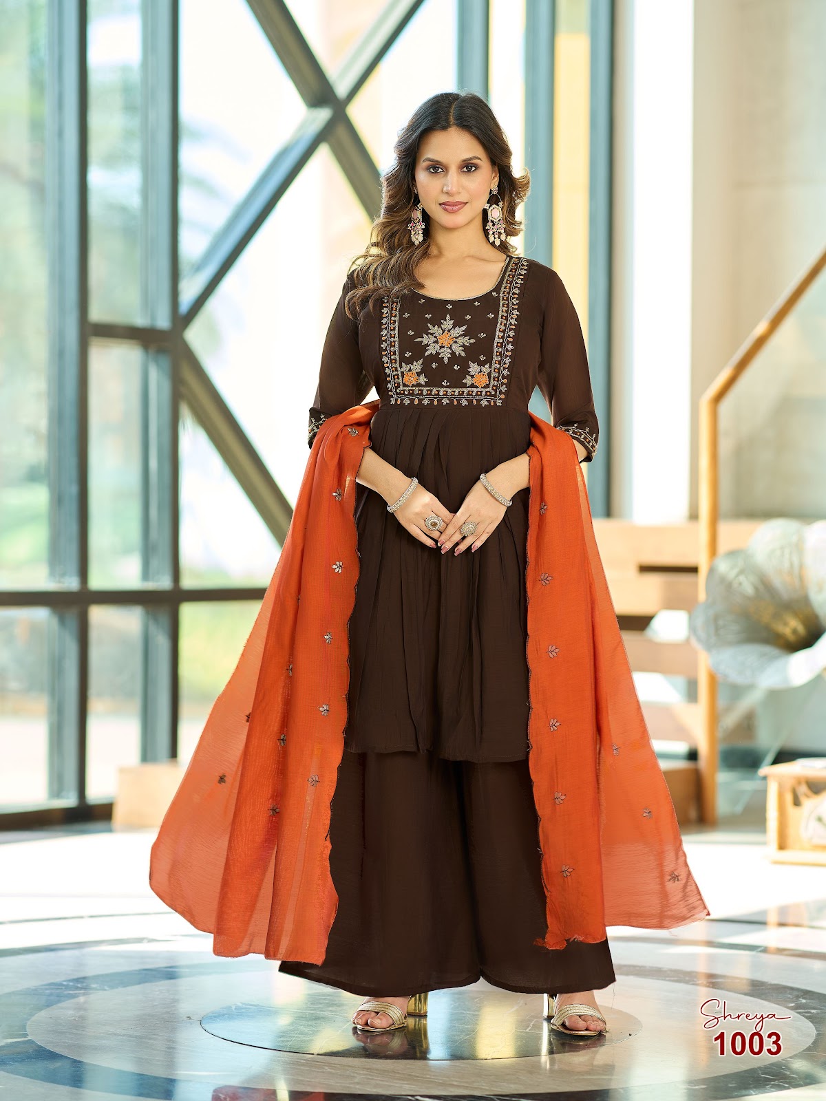 Shreya Paavi Chanderi Readymade Anarkali Suits Manufacturer Gujarat