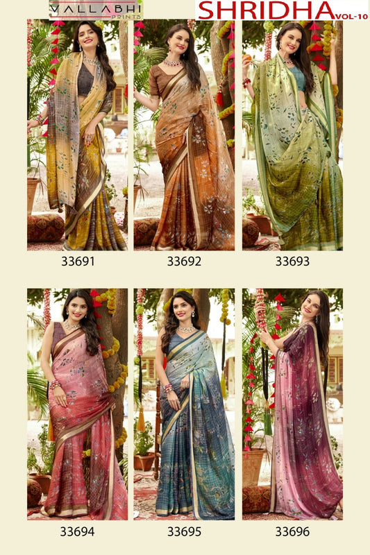 Shridha Vol 10 Vallabhi Prints Georgette Sarees Manufacturer India