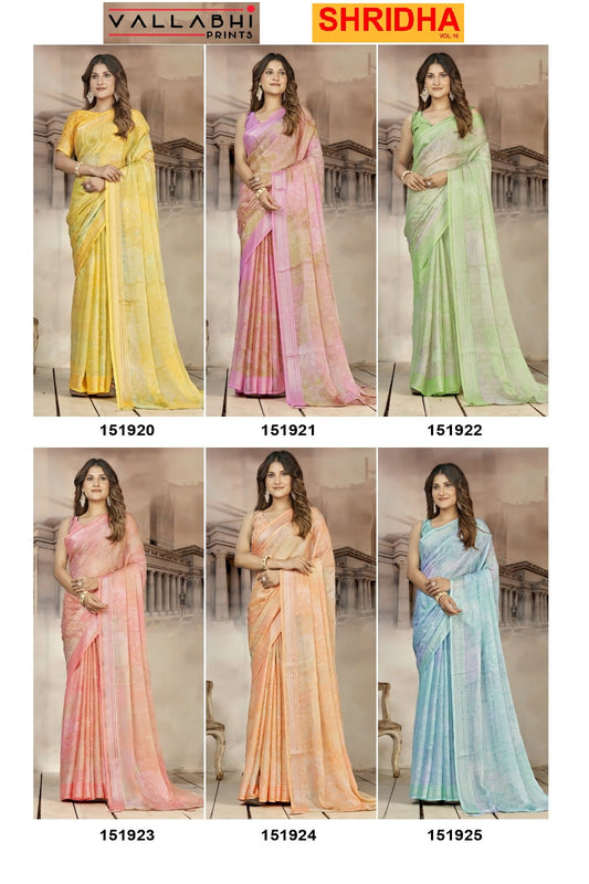 Shridha Vol 16 Vallabhi Prints Georgette Sarees Manufacturer India