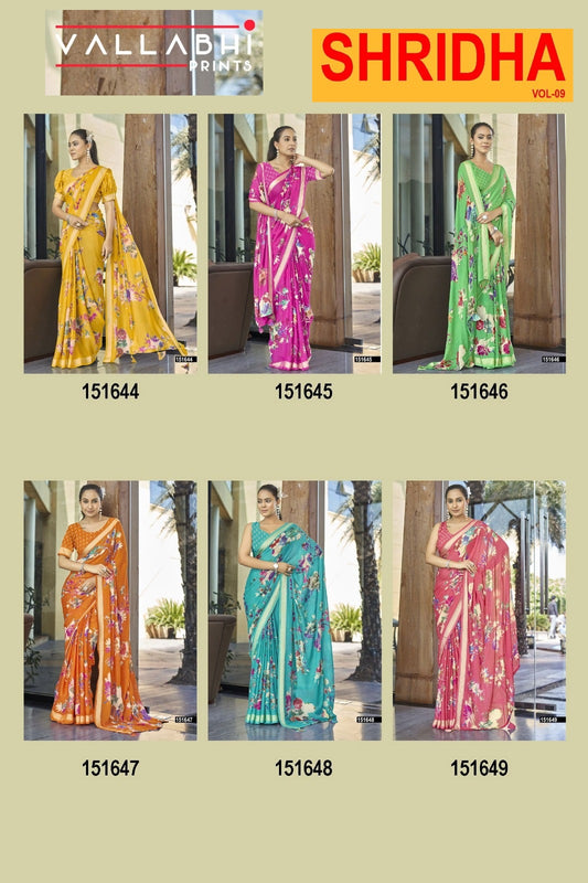 Shridha Vol 9 Vallabhi Prints Georgette Sarees Exporter