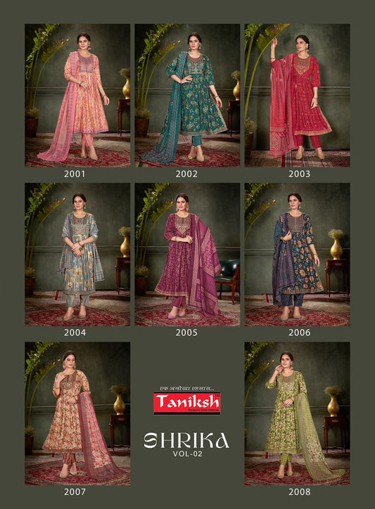 Shrika Vol 2 Taniksh Muslin Readymade Pant Style Suits Manufacturer Gujarat