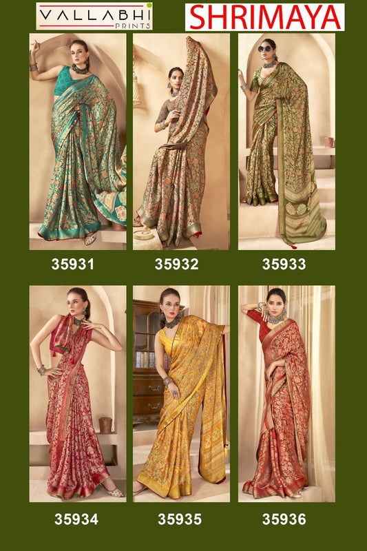 Shrimaya Vallabhi Prints Dull Moss Sarees Wholesale Rate