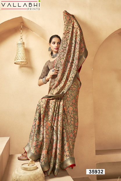 Shrimaya Vallabhi Prints Dull Moss Sarees Wholesale Rate