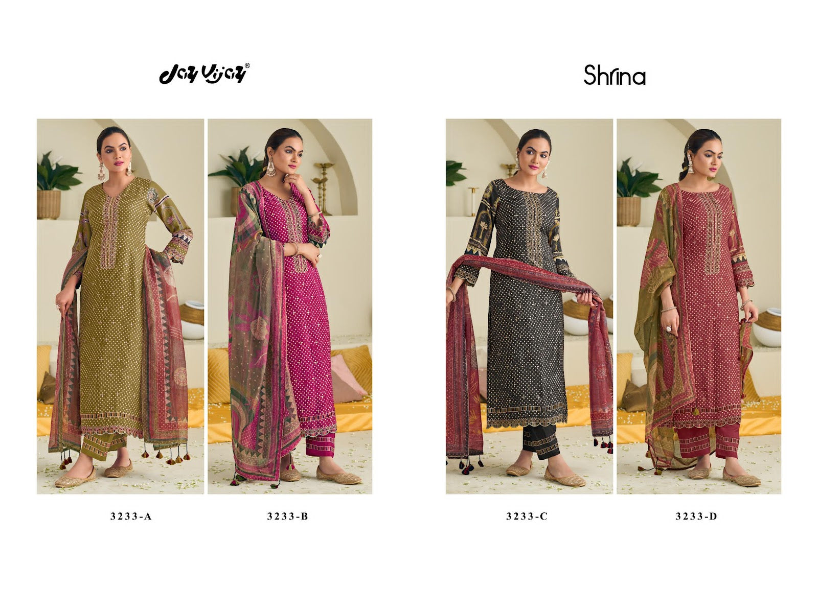 Shrina 3233 Jay Vijay Simmer Pant Style Suits Wholesaler India