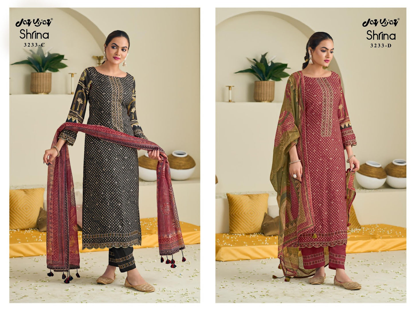 Shrina 3233 Jay Vijay Simmer Pant Style Suits Wholesaler India