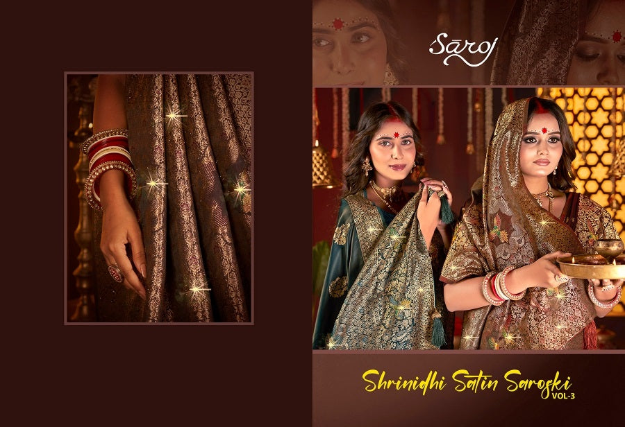 Shrinidhi Satin Saroski Vol 3 Saroj Silk Sarees Wholesaler Ahmedabad