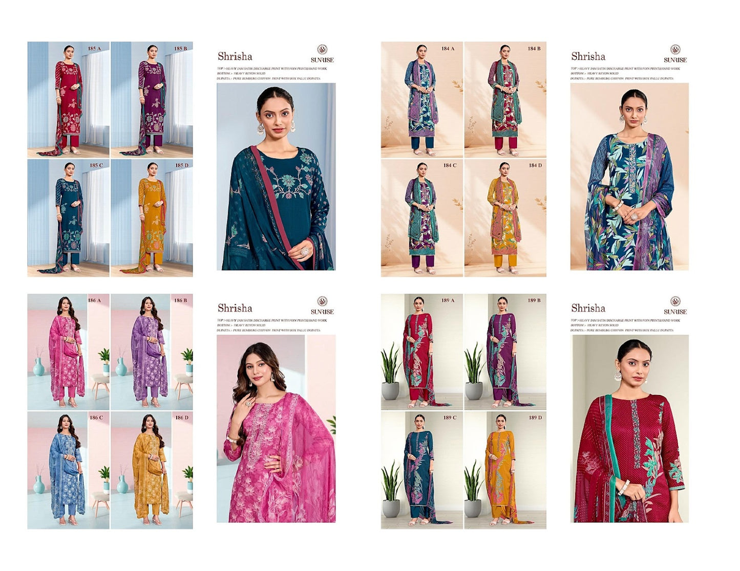 Shrisha Sunrise Jam Satin Pant Style Suits Manufacturer India
