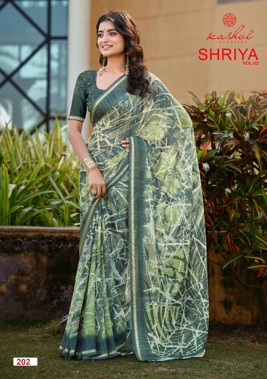 Shriya Vol 2 Kashvi Creation Dull Moss Sarees Wholesaler
