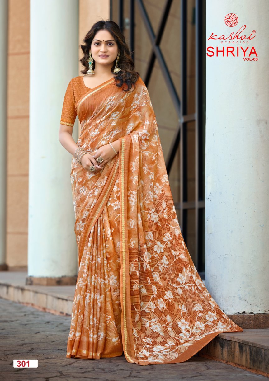 Shriya Vol 3 Kashvi Creation Dull Moss Sarees Wholesale Rate