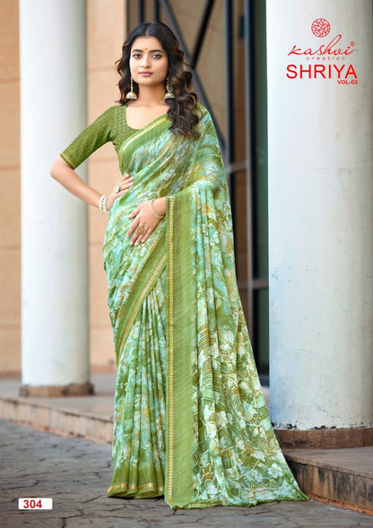 Shriya Vol 3 Kashvi Creation Dull Moss Sarees Wholesale Rate