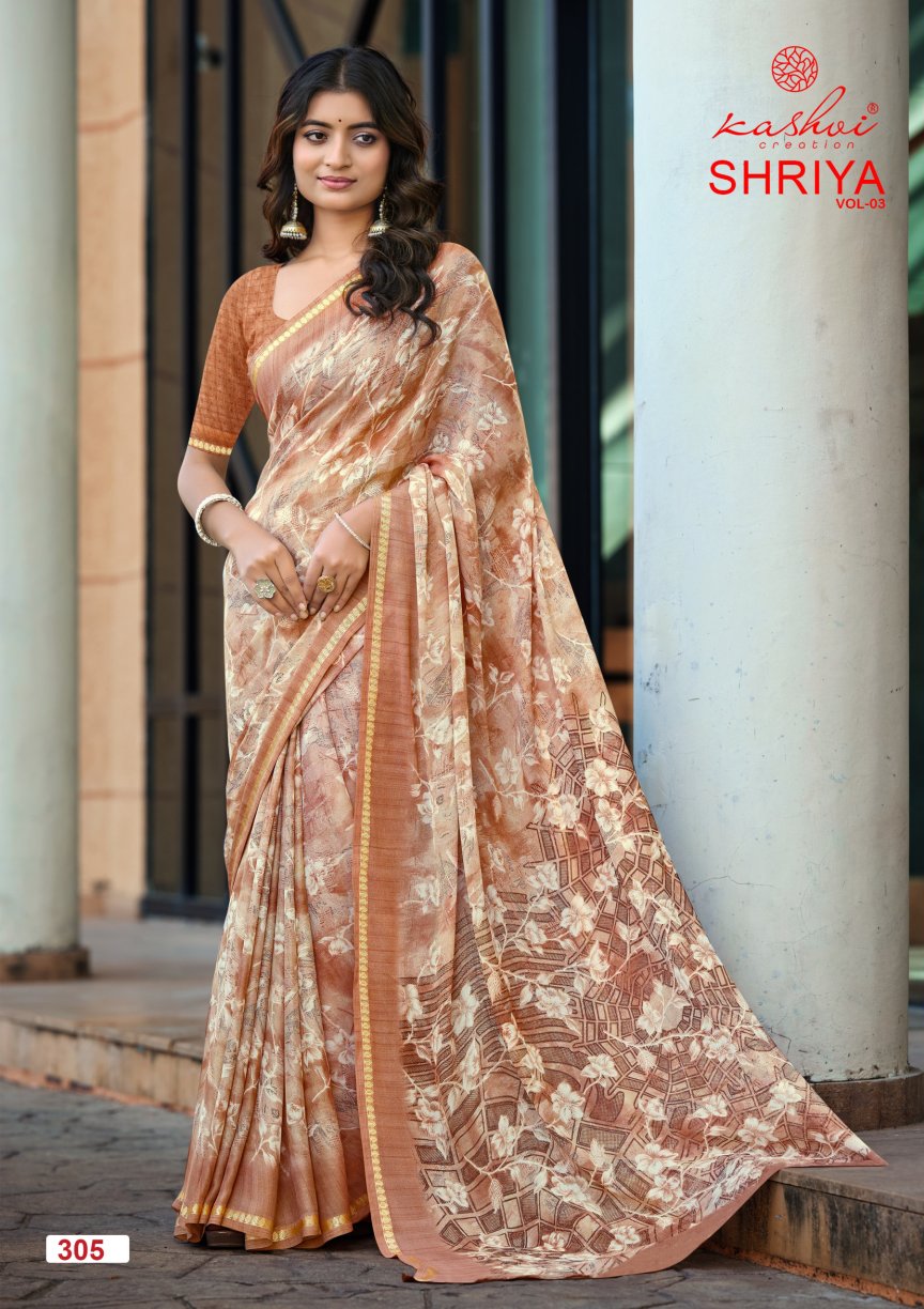 Shriya Vol 3 Kashvi Creation Dull Moss Sarees Wholesale Rate