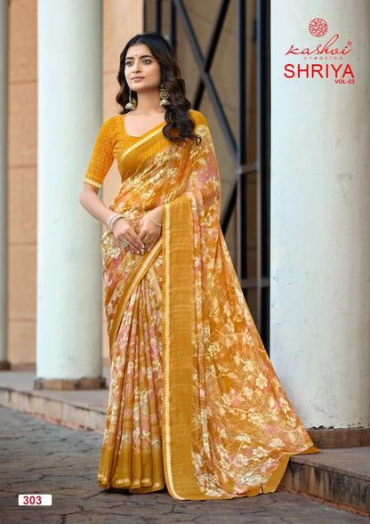 Shriya Vol 3 Kashvi Creation Dull Moss Sarees Wholesale Rate