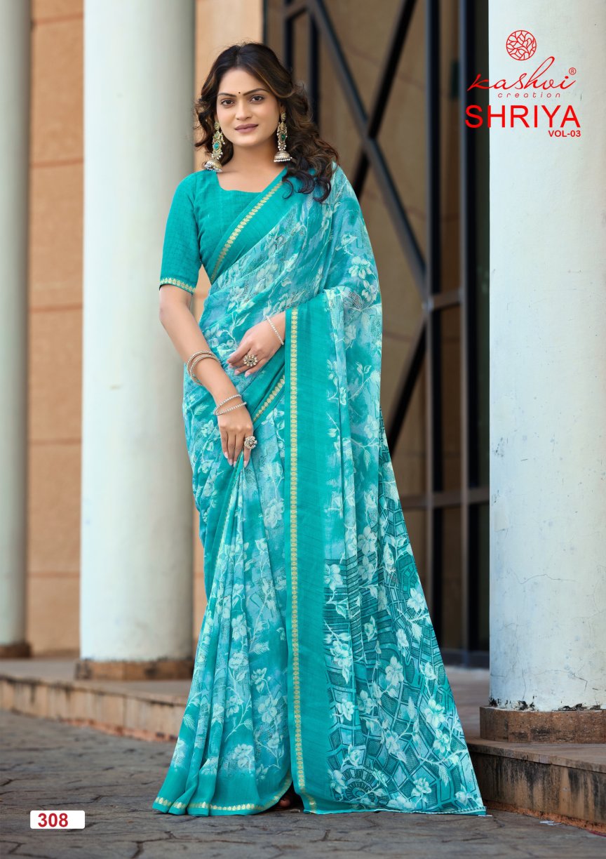 Shriya Vol 3 Kashvi Creation Dull Moss Sarees Wholesale Rate