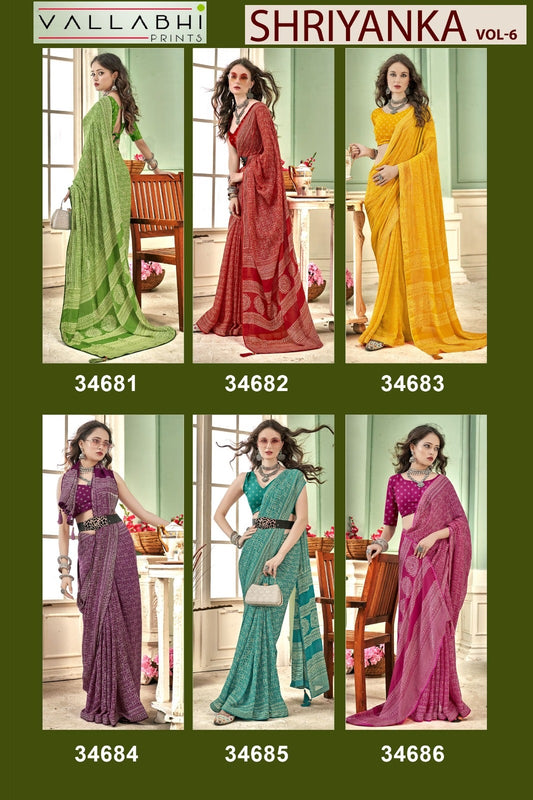 Shriyanka Vol 6 Vallabhi Prints Moss Sarees Wholesale