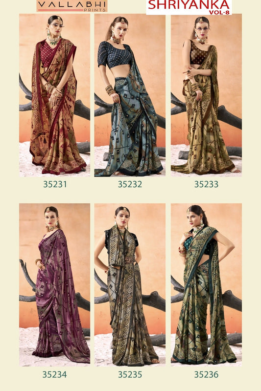Shriyanka Vol 8 Vallabhi Prints Moss Sarees Exporter Gujarat