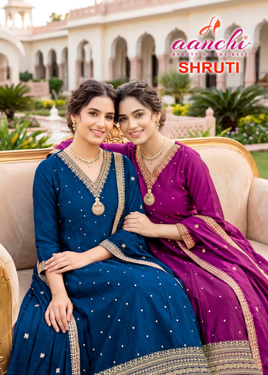 Shruti Aanchi Vichitra Silk Readymade Pant Style Suits Exporter India