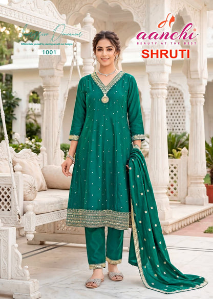 Shruti Aanchi Vichitra Silk Readymade Pant Style Suits Exporter India