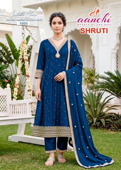 Shruti Aanchi Vichitra Silk Readymade Pant Style Suits Exporter India