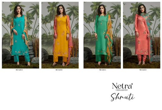 Shruti Netra Cotton Silk Pant Style Suits Wholesaler Gujarat