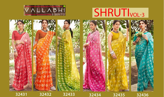 Shruti Vol 3 Vallabhi Prints Georgette Sarees Supplier