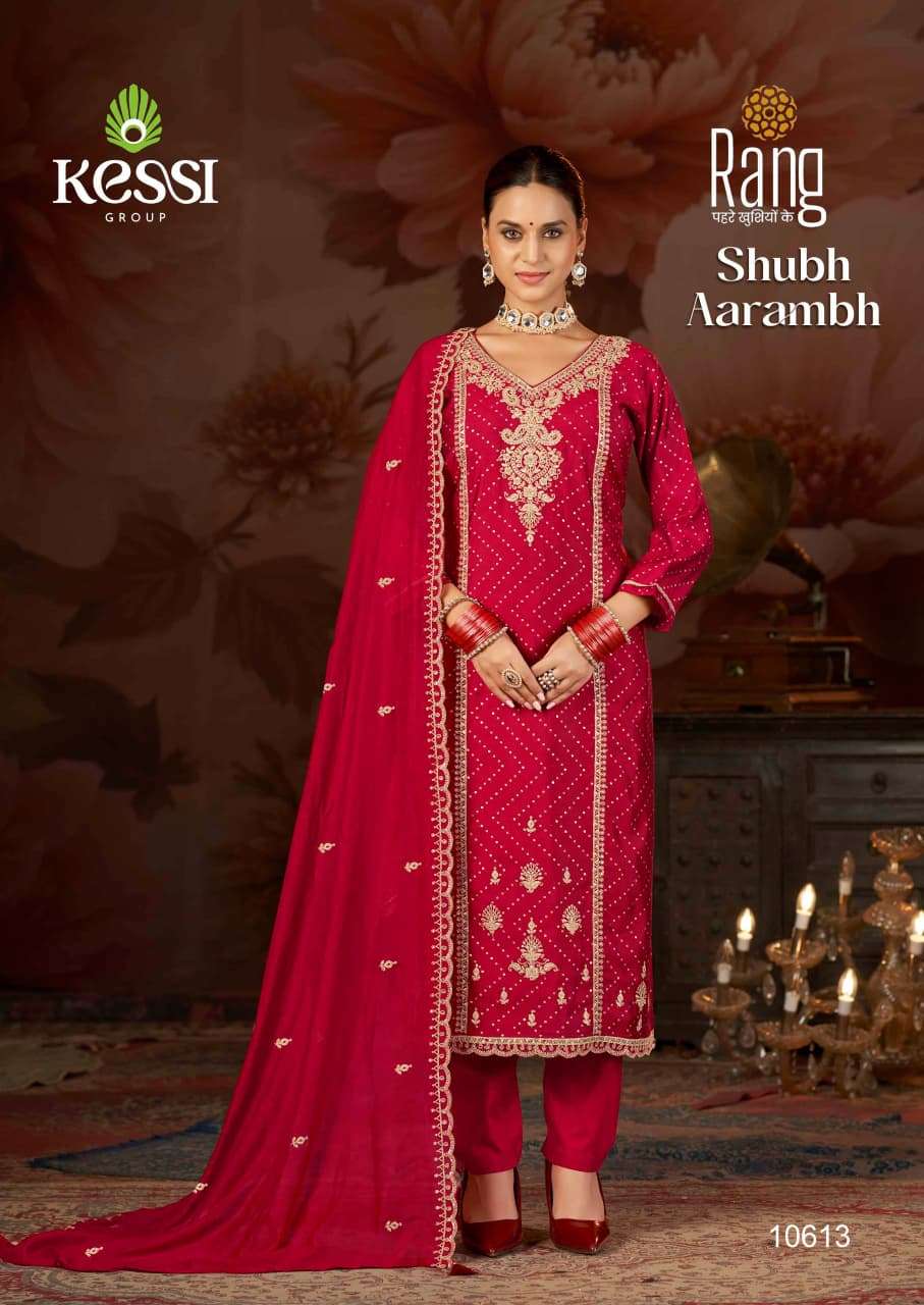 Shubh Aarambh Kessi Rang Muslin Pant Style Suits Exporter India