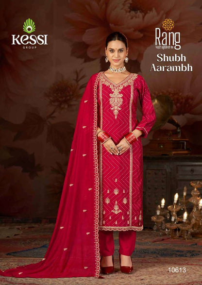 Shubh Aarambh Kessi Rang Muslin Pant Style Suits Exporter India
