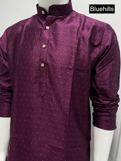 Shubh Bluehills Silk Jacquard Mens Kurta Pajama Wholesaler Ahmedabad