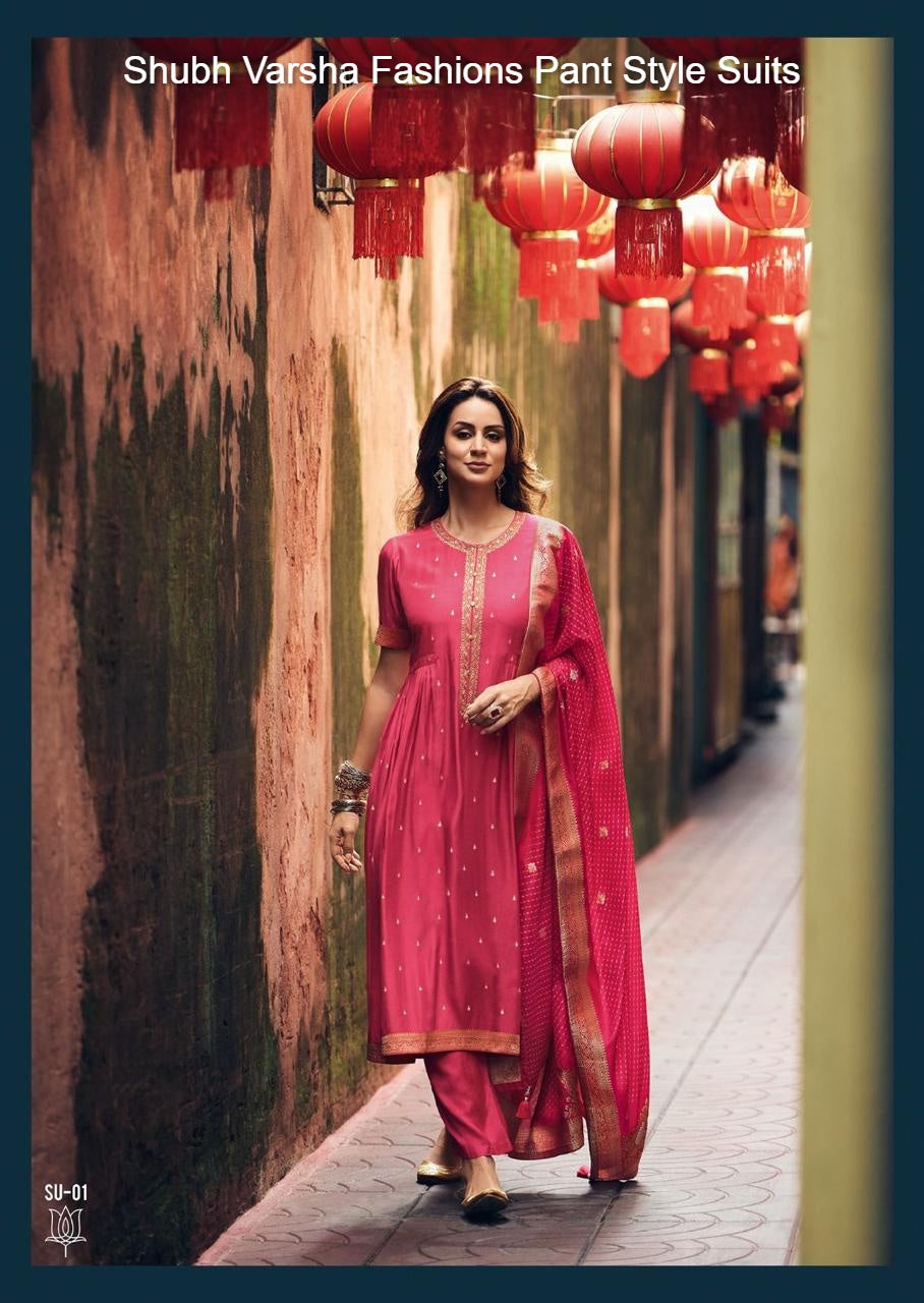 Shubh Varsha Fashions Muslin Pant Style Suits Wholesaler Gujarat